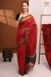 Maheshwari Cotton Silk, Red