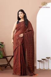 Handloom Pure Cotton Brown with Strips