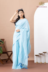 Handloom Pure Cotton Sky Blue