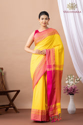 Handloom Pure Cotton Yellow Red