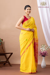 Handloom Pure Cotton Yellow Pink