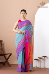Handloom Pure Cotton Blue Purple