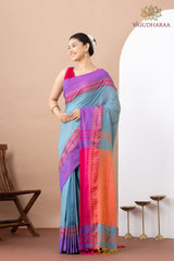 Handloom Pure Cotton Blue Purple