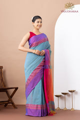 Handloom Pure Cotton Blue Purple