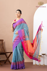 Handloom Pure Cotton Blue Purple
