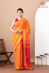Handloom Pure Cotton Orange