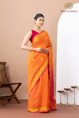 Handloom Pure Cotton Orange