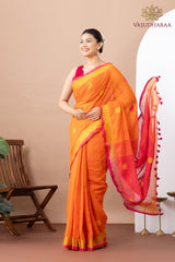 Handloom Pure Cotton Orange