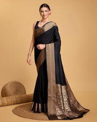 Black Banarasi Warm Silk saree