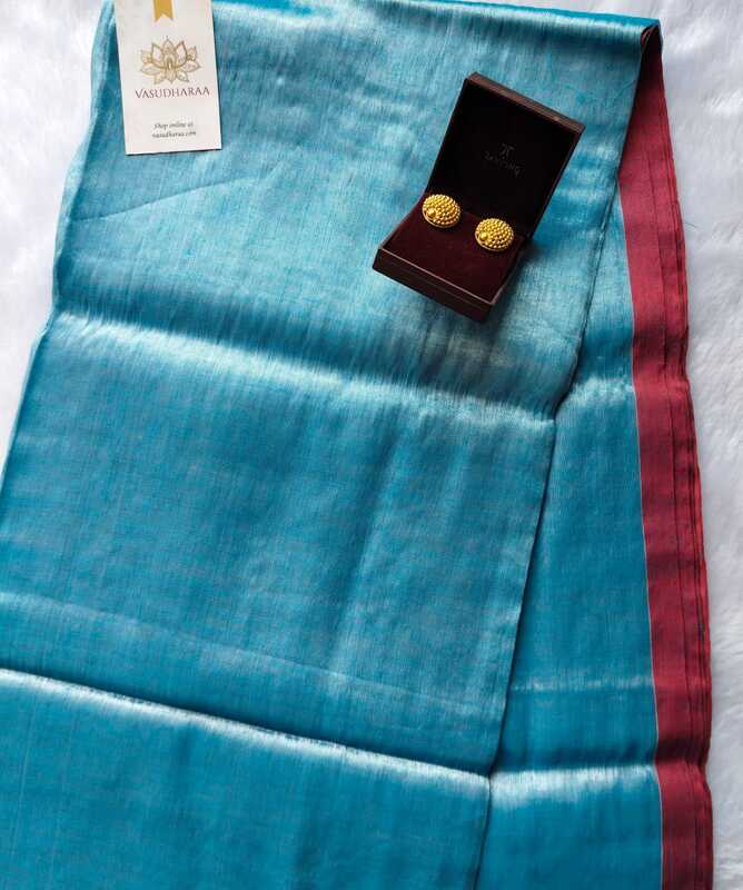 Tissue Cotton Saree Blue