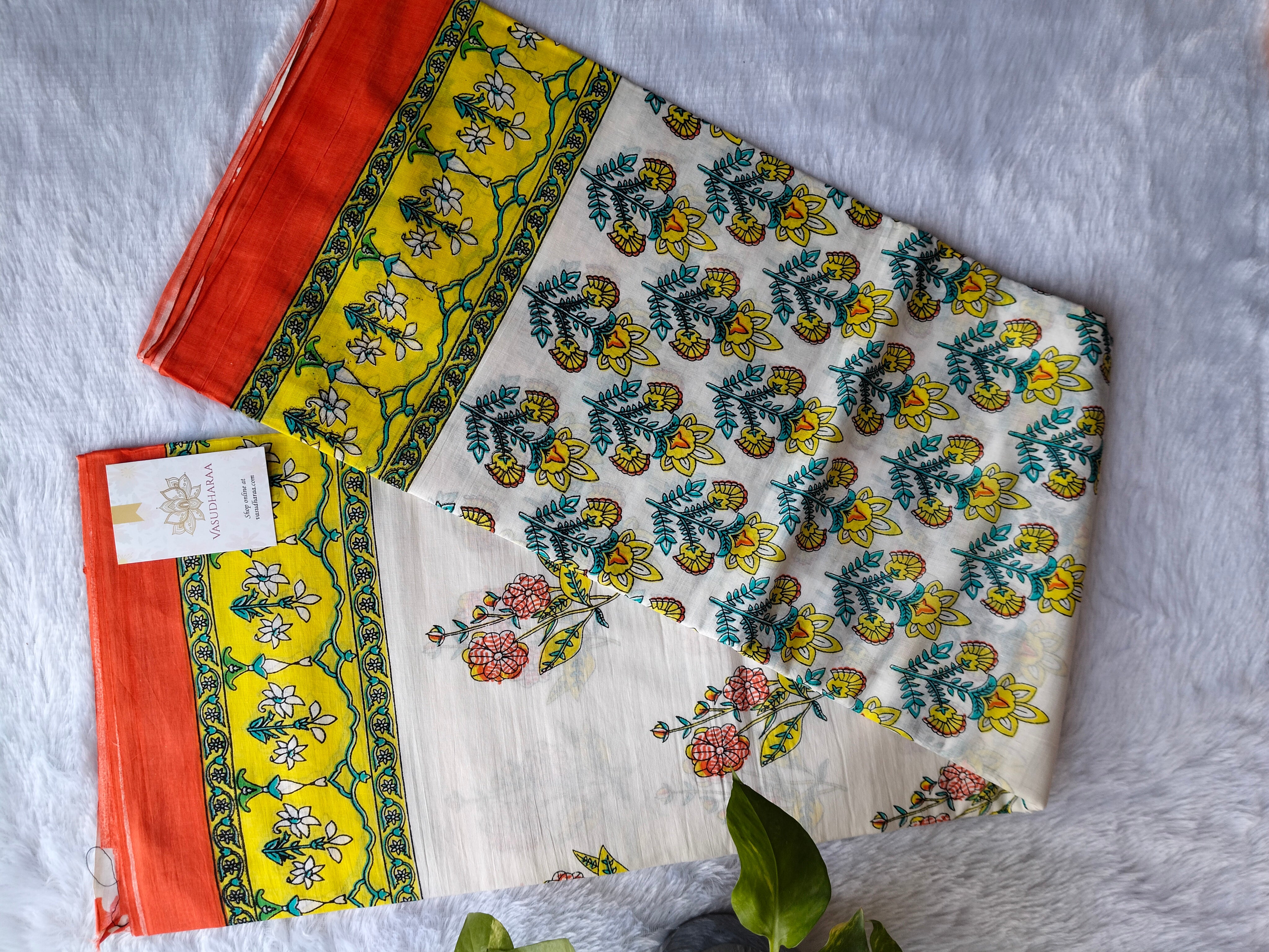 White print Mul mul cotton