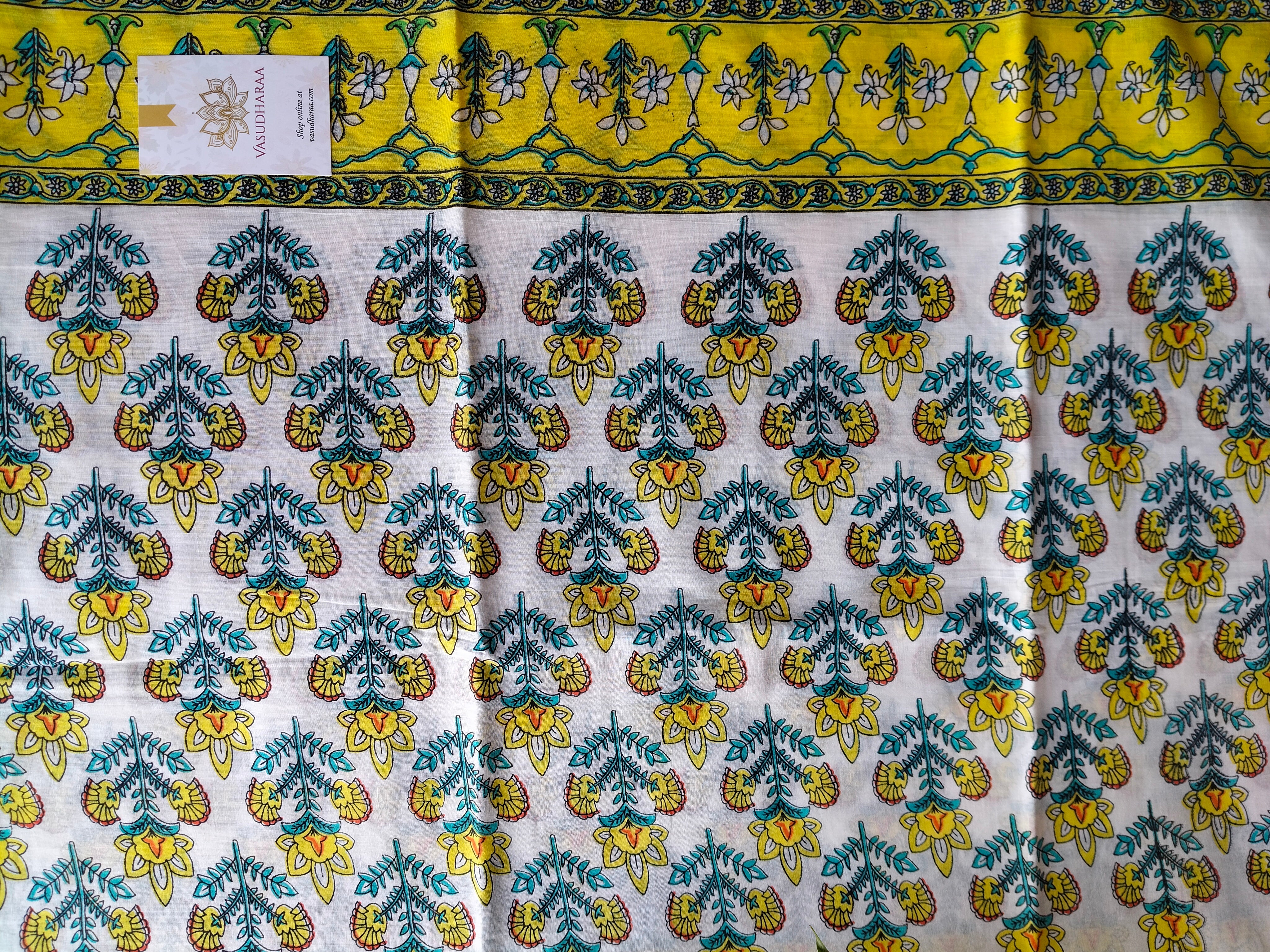White print Mul mul cotton