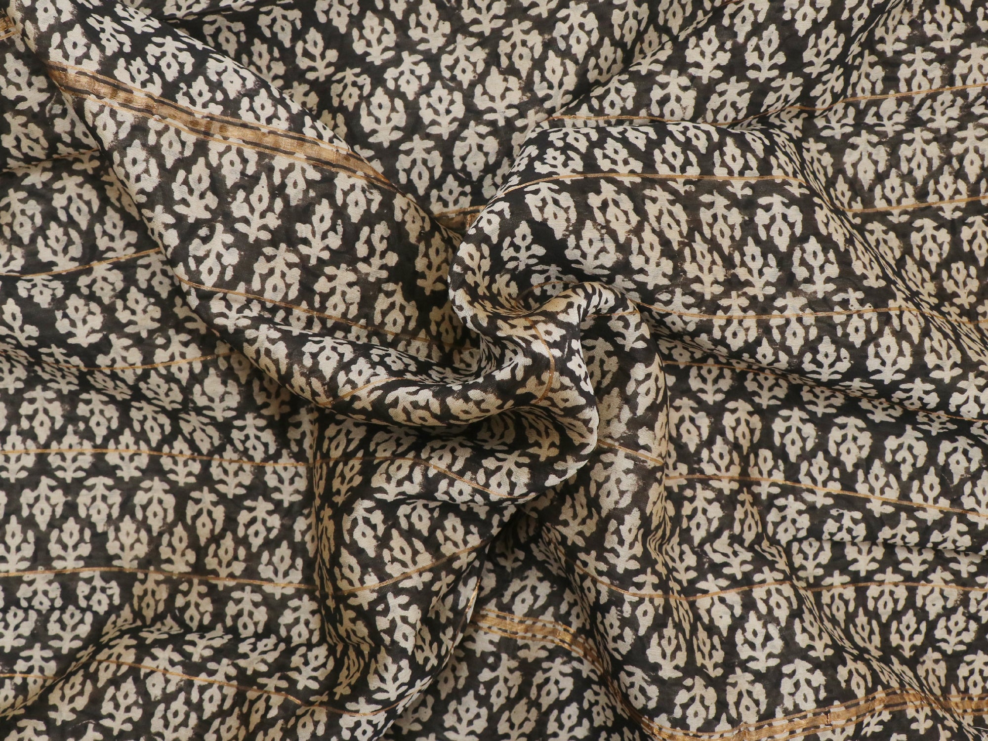 Hand block printed chanderi silk Babru print saree