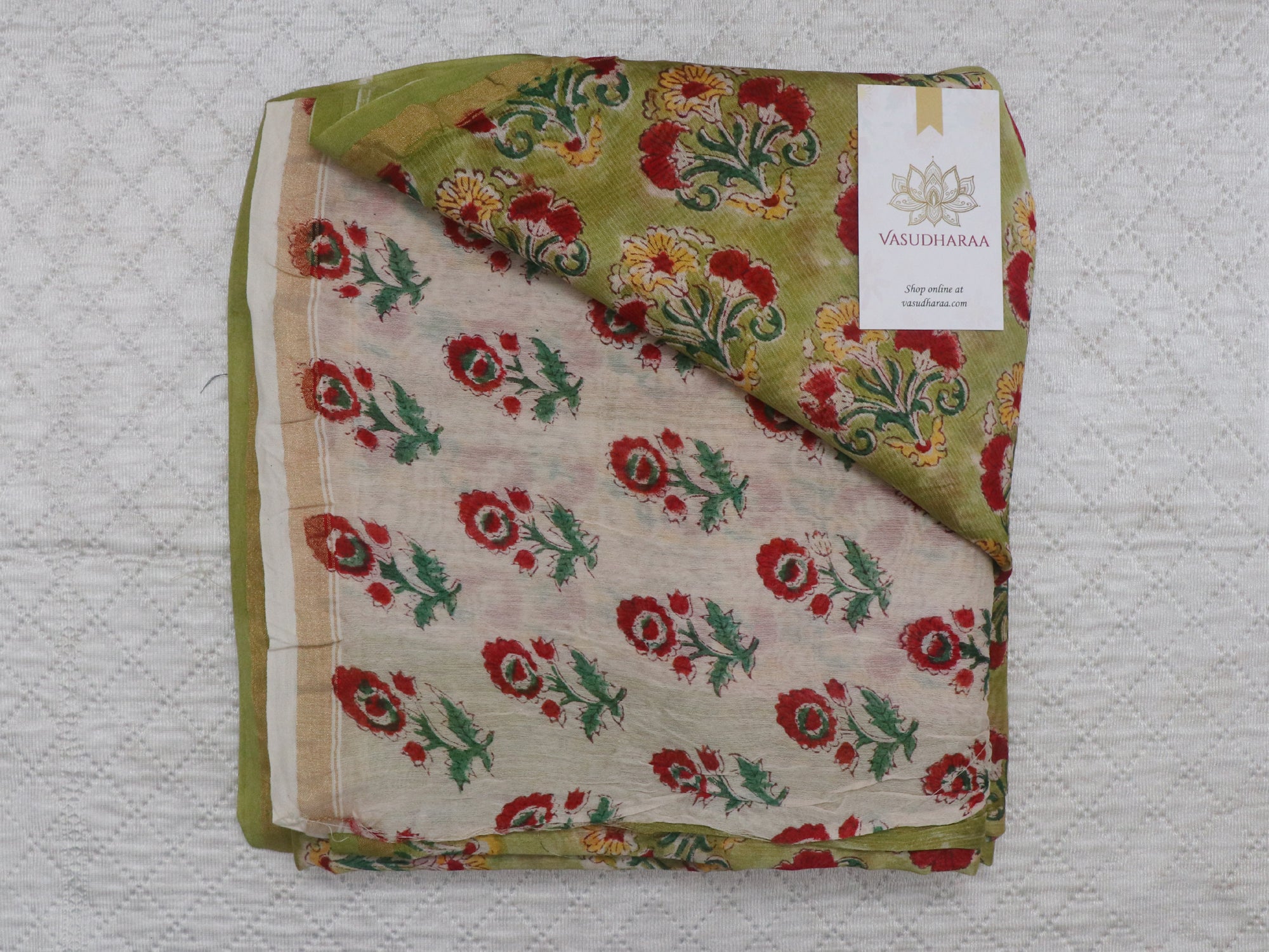 Hand block printed chanderi silk Rapid print saree