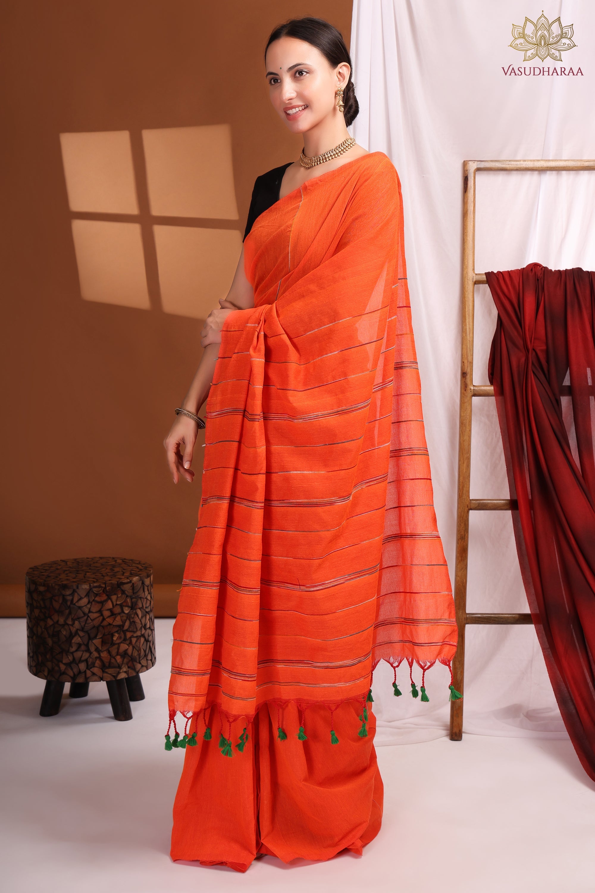 Handloom Khadi Cotton Orange