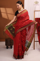 Maheshwari Cotton Silk, Red