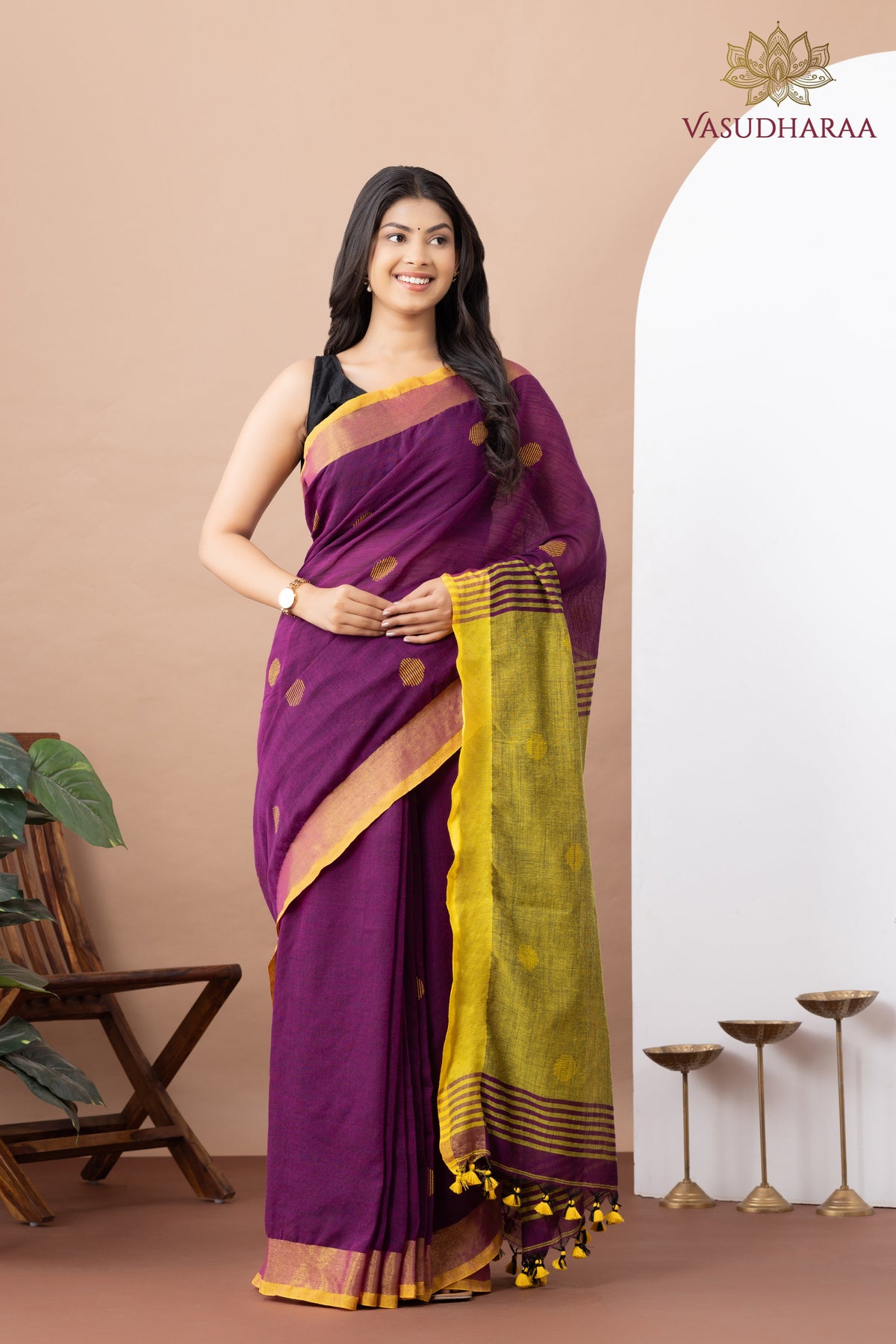 Handloom Pure Cotton Purple