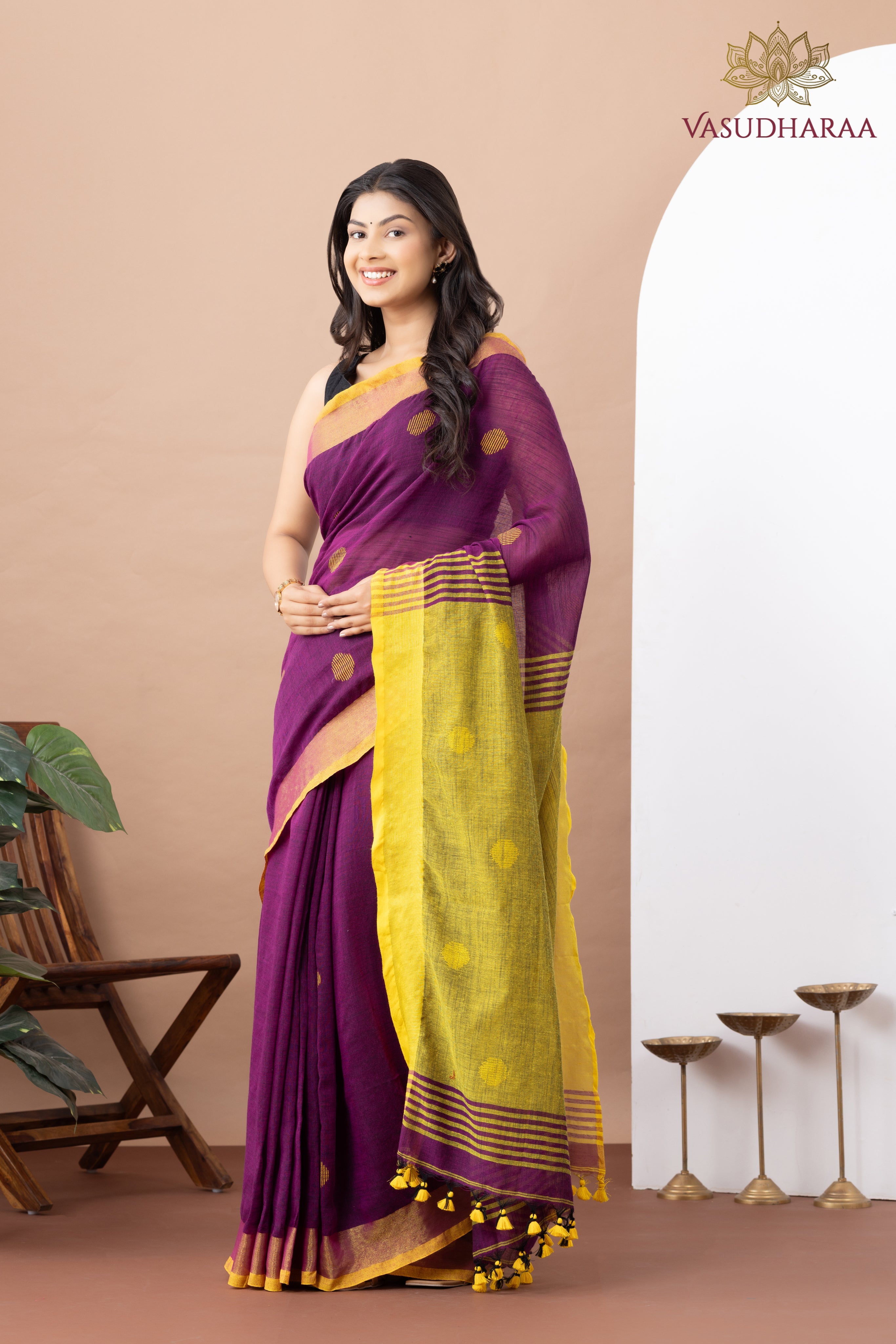 Handloom Pure Cotton Purple