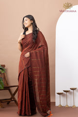 Handloom Pure Cotton Brown with Strips