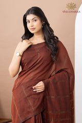 Handloom Pure Cotton Brown with Strips