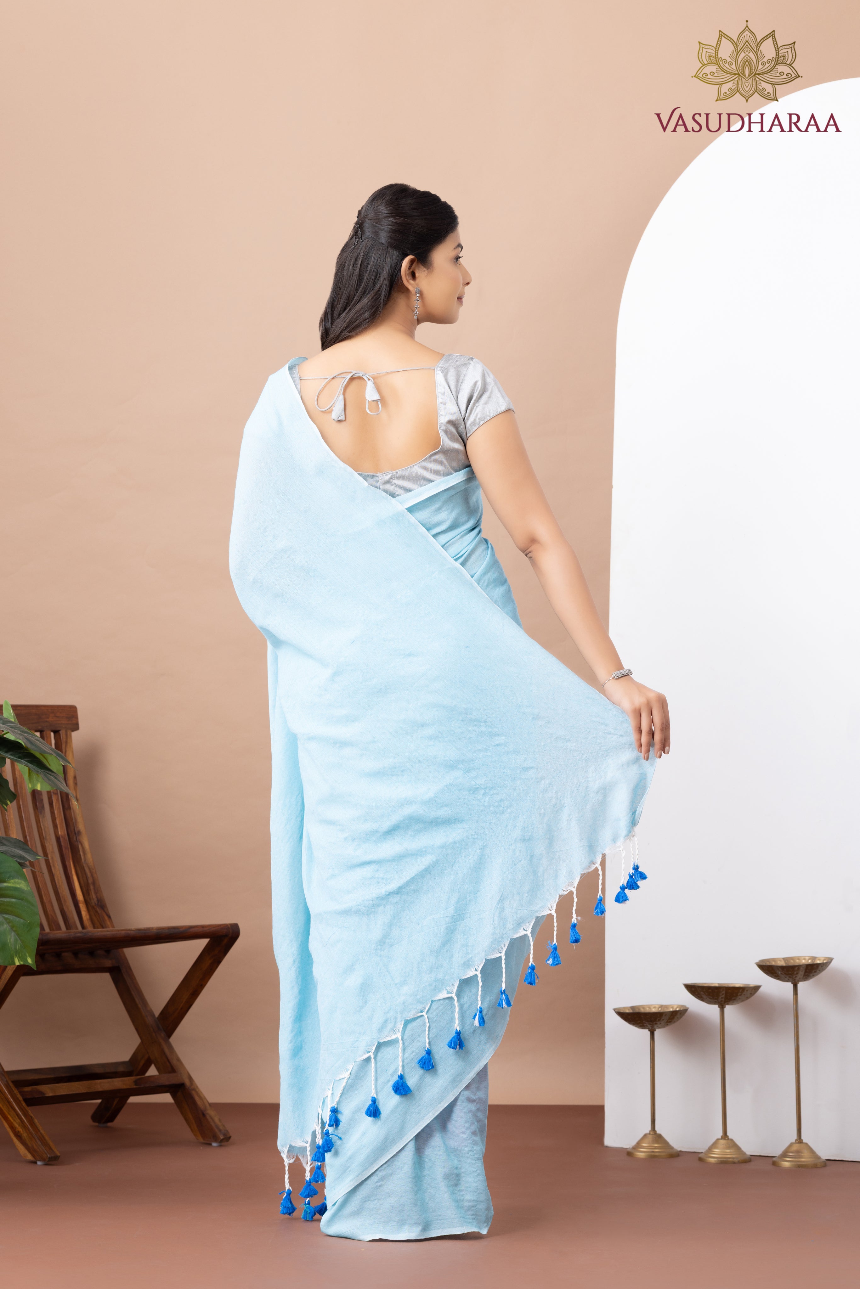 Handloom Pure Cotton Sky Blue