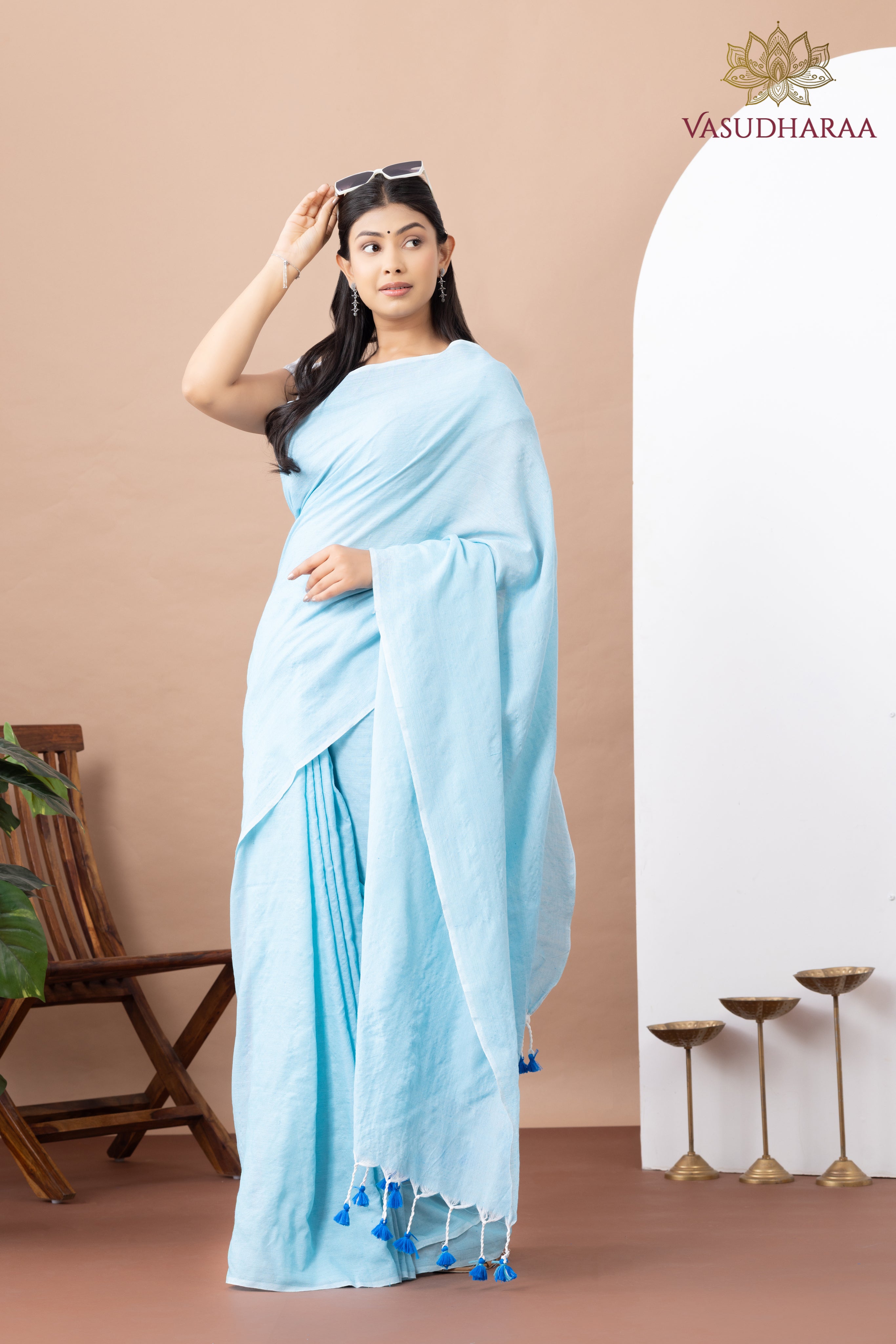 Handloom Pure Cotton Sky Blue