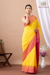 Handloom Pure Cotton Yellow Red