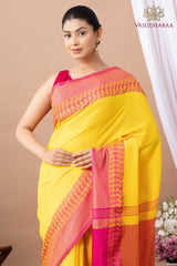 Handloom Pure Cotton Yellow Red