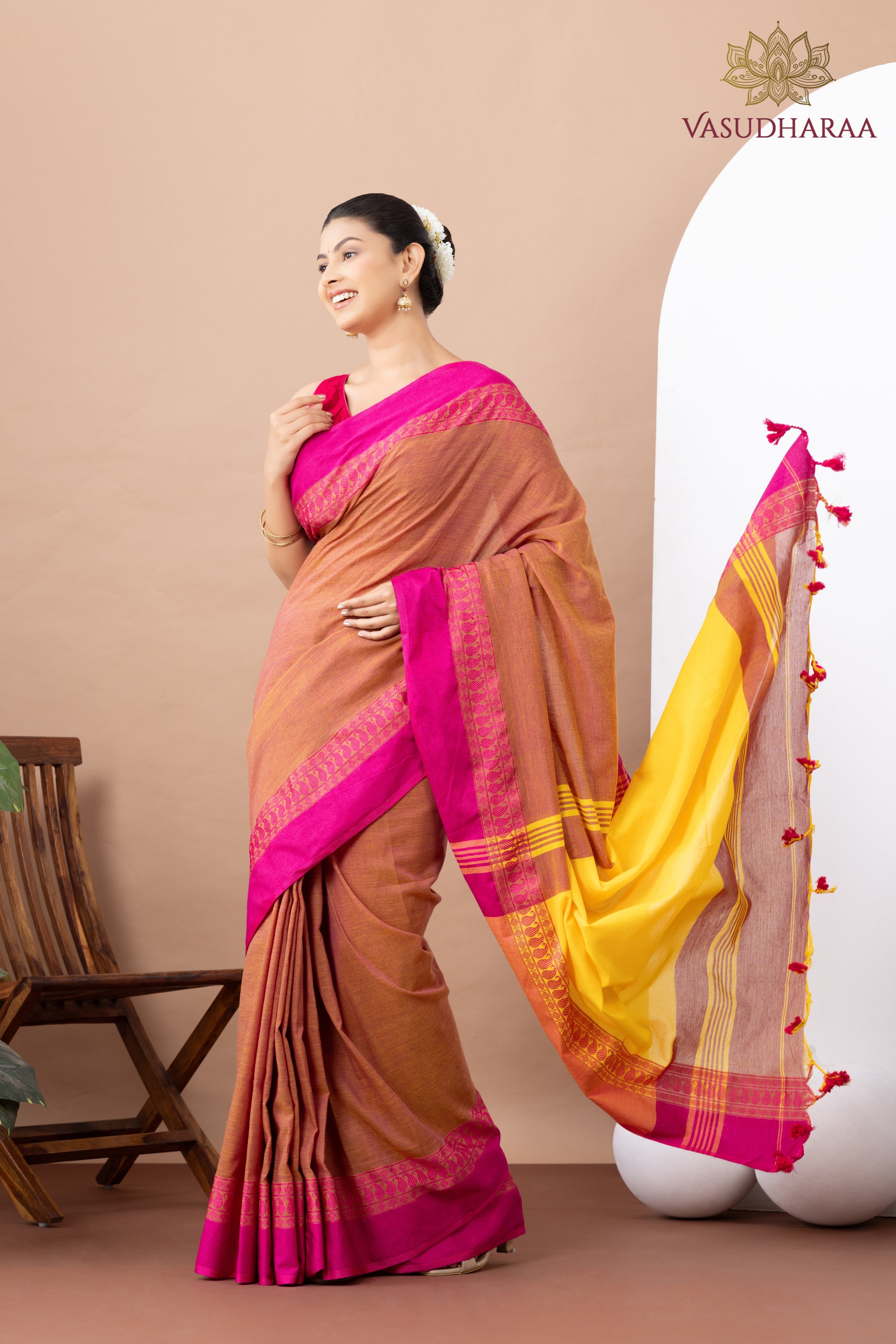 Handloom Pure Cotton Light Brown