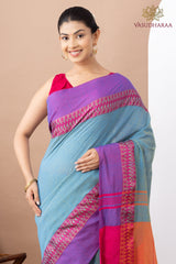 Handloom Pure Cotton Blue Purple