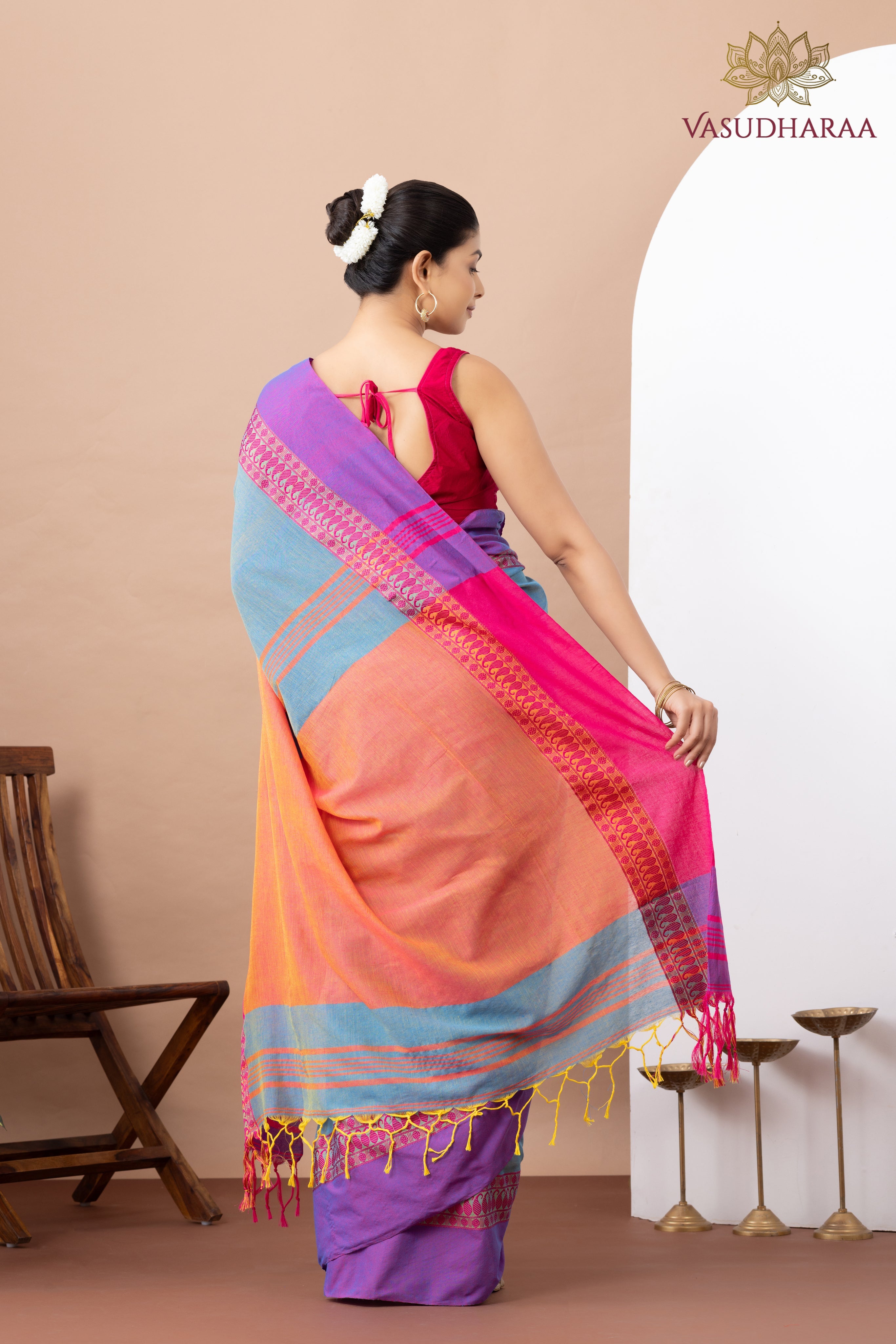 Handloom Pure Cotton Blue Purple