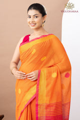 Handloom Pure Cotton Orange