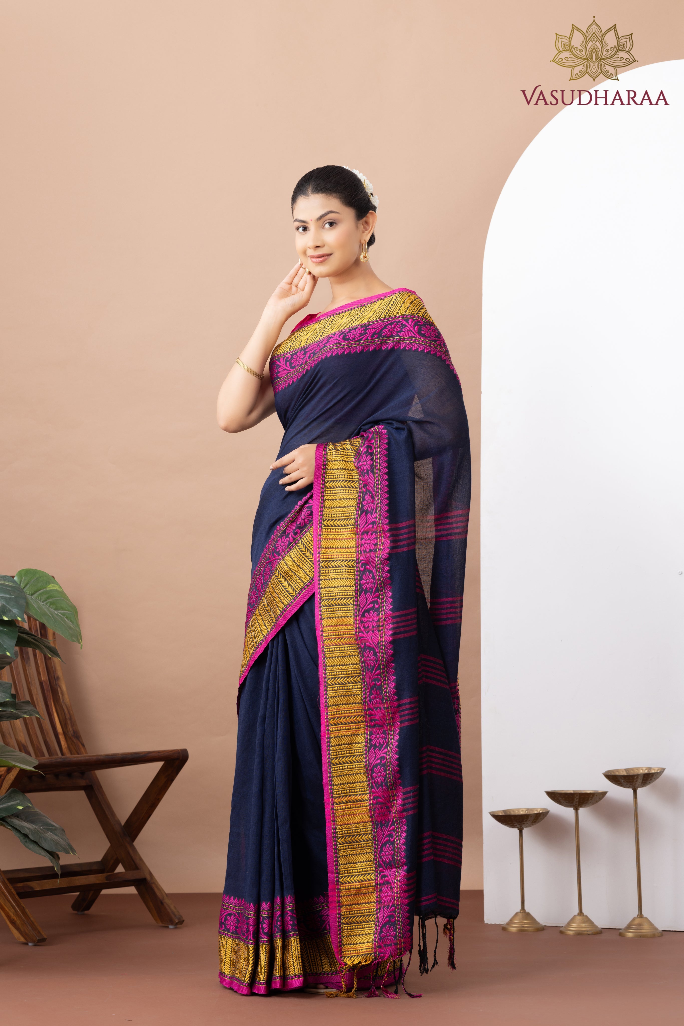 Handloom Pure Cotton Nevy Blue