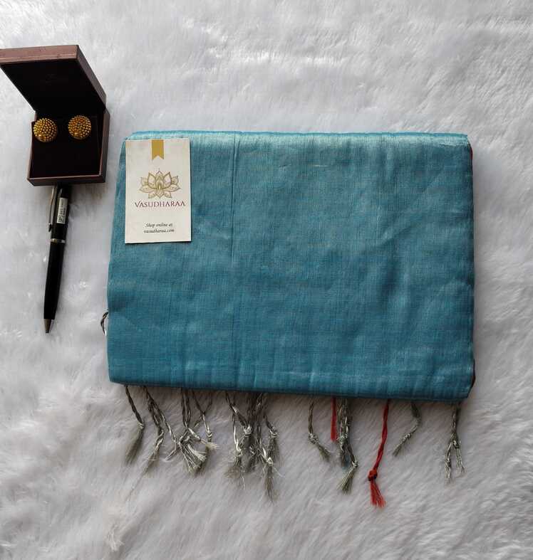 Tissue Cotton Saree Blue