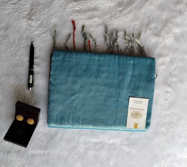 Tissue Cotton Saree Blue