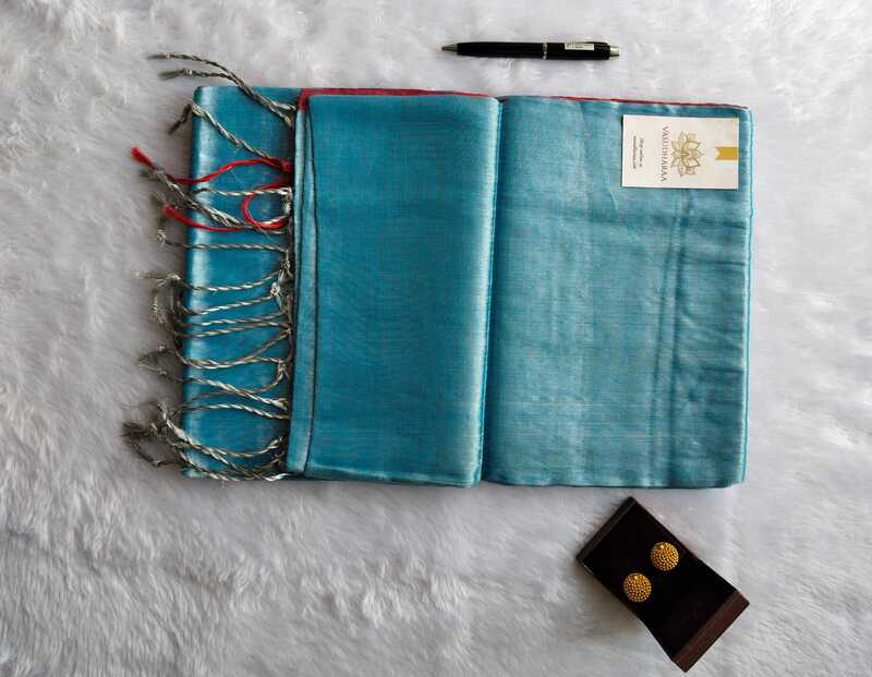 Tissue Cotton Saree Blue