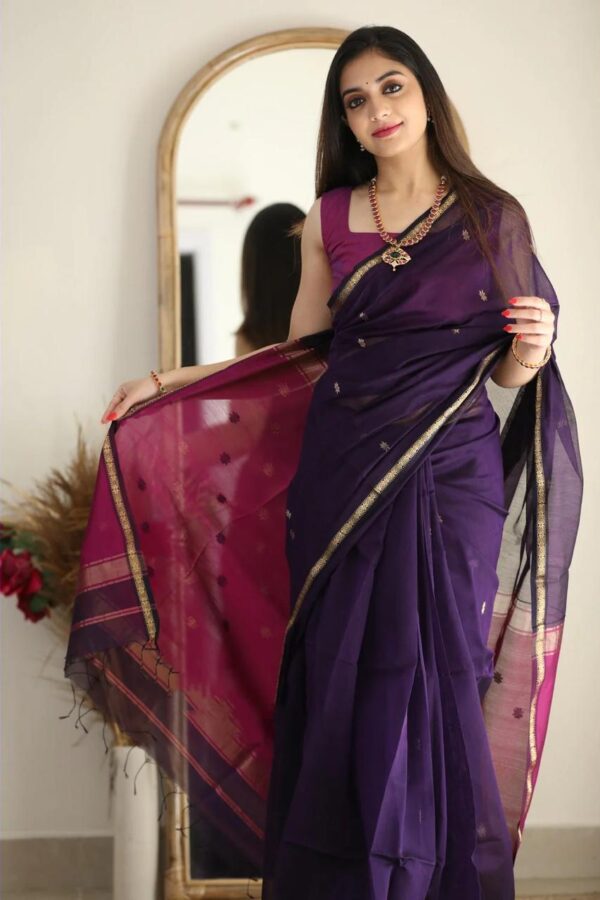 Maheshwari Cotton Silk Saree Purple Pink