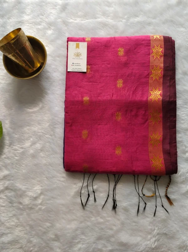 Maheshwari Cotton Silk Saree Purple Pink - Image 7