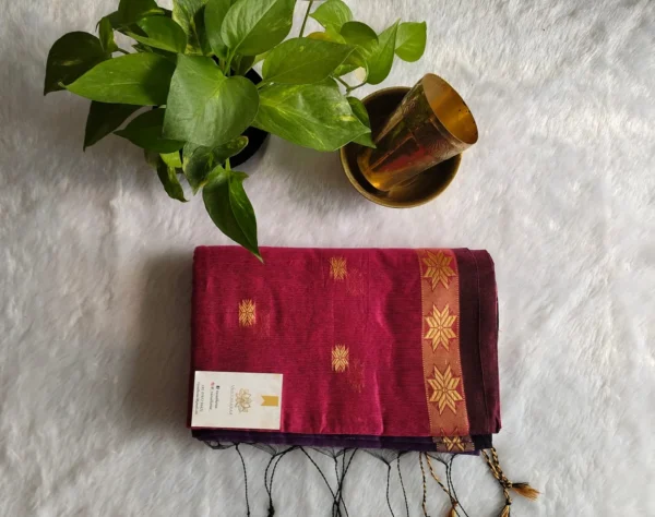 Maheshwari Cotton Silk Saree Purple Pink - Image 4