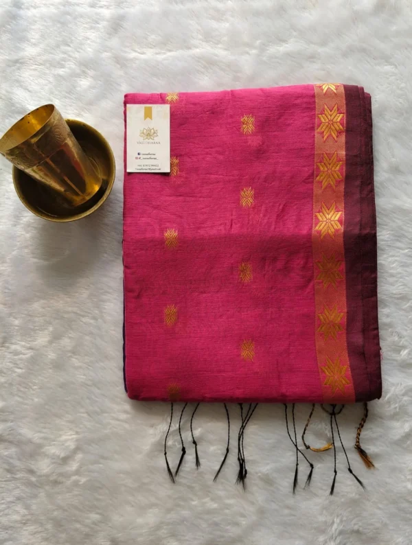 Maheshwari Cotton Silk Saree Purple Pink - Image 3